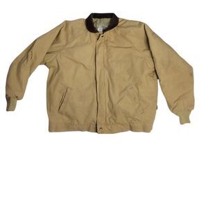 VINTAGE 90s Walls tan canvas work jacket corduroy collar barn coat 2XL TALL